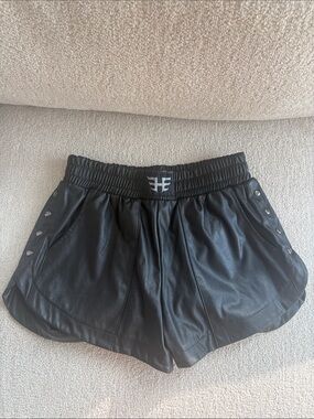 Faux Leather Black Elastic Waist Women’s Shorts